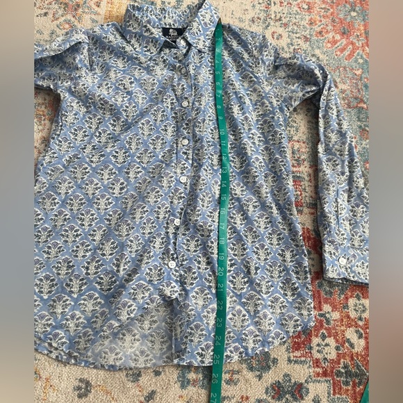 Madison Mathews Indian block print cotton lightweight long-sleeve button down - Picture 5 of 7